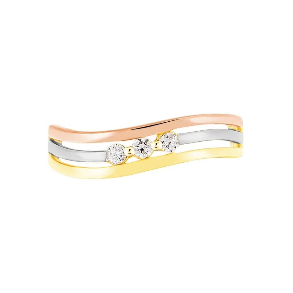 Discount Histoire d'Or Bague Troyen Or Tricolore Diamant