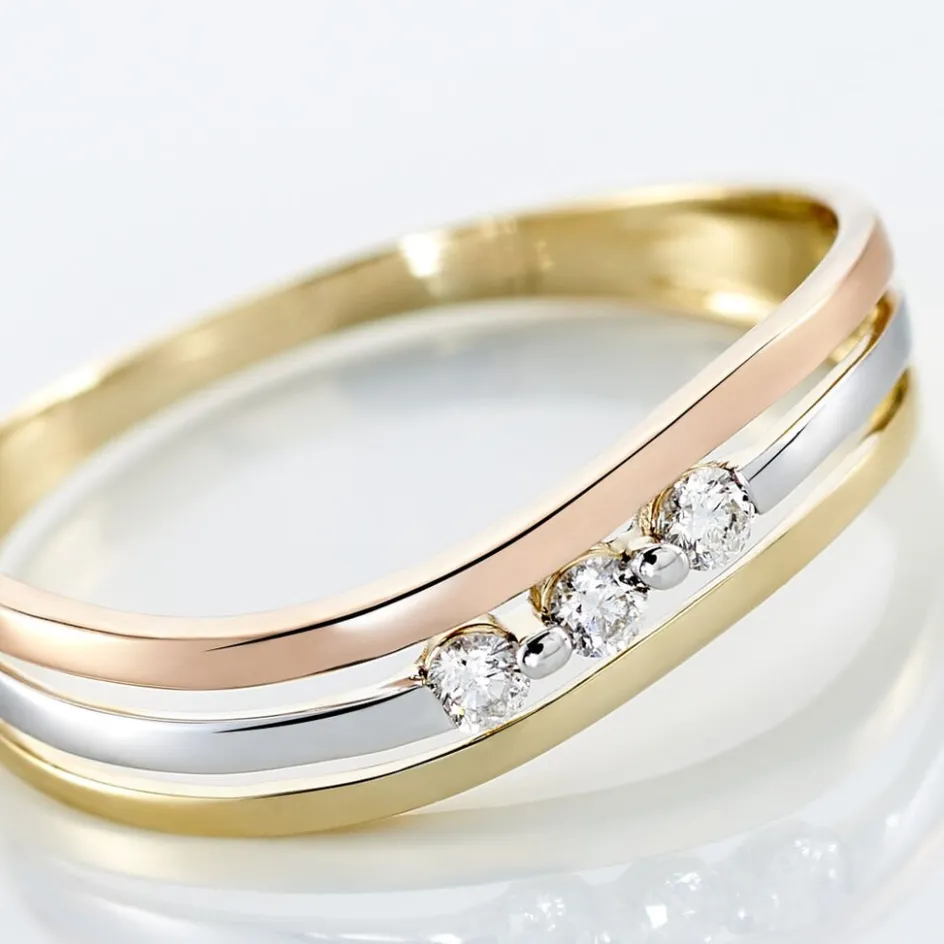 Discount Histoire d'Or Bague Troyen Or Tricolore Diamant