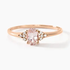 Histoire d'Or Bague Urbaine Or Rose Morganite Et Oxyde De Zirconium* Bagues|Bagues Avec Pierre