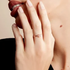 Histoire d'Or Bague Urbaine Or Rose Morganite Et Oxyde De Zirconium* Bagues|Bagues Avec Pierre