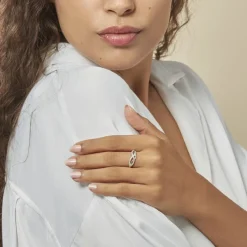 Clearance Histoire d'Or Bague Vaguelette or blanc diamant