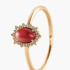 Histoire d'Or Bague Vintage Love Plaqué Or Jaune Agate plaqué or jaune agate rouge