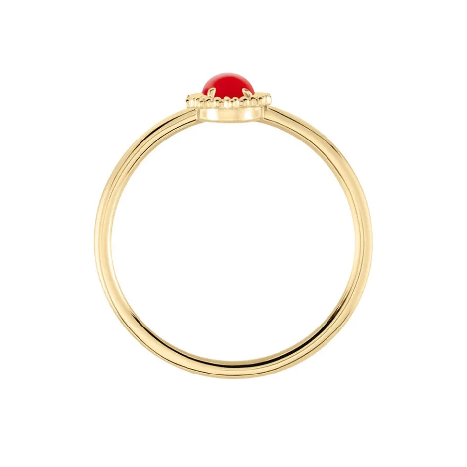 Histoire d'Or Bague Vintage Love Plaqué Or Jaune Agate plaqué or jaune agate rouge