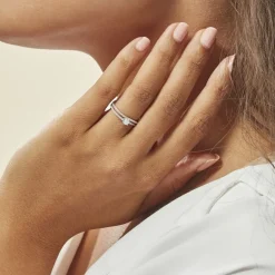 Histoire d'Or Bague Vrille Double Or Blanc Oxyde De Zirconium* Bagues|Bagues Avec Pierre