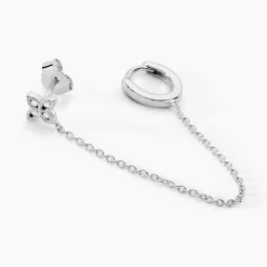 Clearance Histoire d'Or Bijou D'oreille Unitaire Argent Blanc Gosse Oxydes De Zirconium