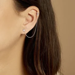 Online Histoire d'Or Bijou D'oreille Unitaire Argent Blanc Aulay Oxydes De Zirconium