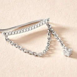 Histoire d'Or Bijou D'oreille Unitaire Joselyn Argent Blanc Oxyde De Zirconium* Boucles D'Oreilles|Piercings D'Oreilles