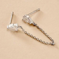 Histoire d'Or Bijou D'oreille Unitaire Kirstie Argent Blanc Oxyde De Zirconium* Boucles D'Oreilles|Piercings D'Oreilles