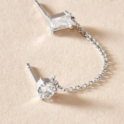 Discount Histoire d'Or Bijou D'oreille Unitaire Kirstie Argent Blanc Oxyde De Zirconium