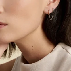 Histoire d'Or Bijou D'oreille Unitaire Plaqué Or Hesmee Oxyde De Zirconium* Boucles D'Oreilles|Piercings D'Oreilles