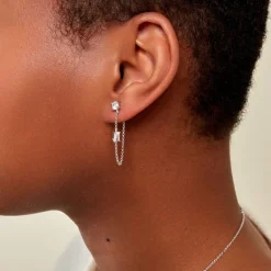 Histoire d'Or Bijoux D'oreilles Kerrie Argent Blanc Oxyde De Zirconium