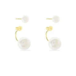 Clearance Histoire d'Or Bijoux D'oreilles Metisse Or Jaune Perle De Culture