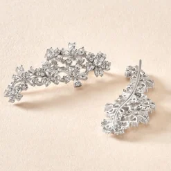 Clearance Histoire d'Or Bijoux D'oreilles Midnight Flower Argent Blanc Oxyde De Zirconium