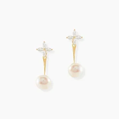 Histoire d'Or Bijoux D'oreilles Norah Or Jaune Perle De Culture Et Oxyde* Boucles D'Oreilles|Ear Cuffs