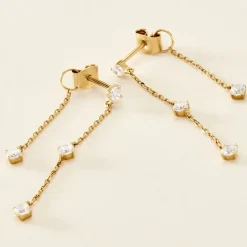 Online Histoire d'Or Bijoux D'oreilles Or Jaune Eclat D'etoile Oxyde De Zirconium