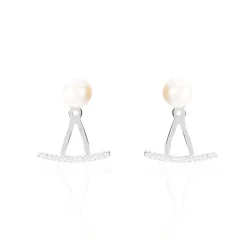 Discount Histoire d'Or Bijoux D'oreilles Sylviane Argent Blanc Perle De Culture Et Oxyde