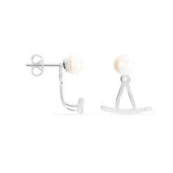 Discount Histoire d'Or Bijoux D'oreilles Sylviane Argent Blanc Perle De Culture Et Oxyde