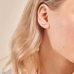 New Histoire d'Or Bijoux D'oreilles Zachary Or Blanc Diamant Synthétique