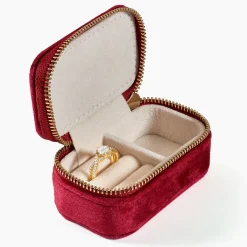 Hot Histoire d'Or Boite à Bijou Tissu Rouge