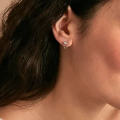 New Histoire d'Or Boucle D'oreille Puce Unitaire Duane Argent Blanc Oxyde De Zirconium