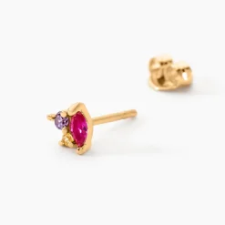 Histoire d'Or Boucle D'oreille Puce Unitaire Plaqué Or Jaune Juhana Oxydes* Boucles D'Oreilles|Piercings D'Oreilles