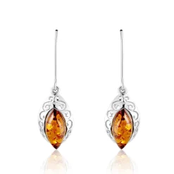 Sale Histoire d'Or Boucles D'oreilles Argent Blanc Enya Ambre