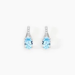 Histoire d'Or Boucles D'oreilles Audea Or Blanc Topaze Et Oxyde De Zirconium* Boucles D'Oreilles|Boucles D'Oreilles Pendantes