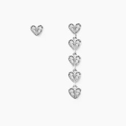 Hot Histoire d'Or Boucles D'oreilles Dépareillées Declaration Argent Blanc Oxyde