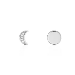 Histoire d'Or Boucles D'oreilles Dépareillées Lyana Argent Blanc Oxyde De Zirconium