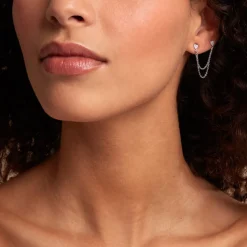 Histoire d'Or Boucles D'oreilles Dépareillées June Argent Blanc Oxyde De Zirconium* Boucles D'Oreilles|Boucles D'Oreilles Fantaisie