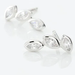 Sale Histoire d'Or Boucles D'oreilles Grimpantes Elohane Argent Blanc Oxyde De Zirconium
