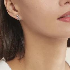 Sale Histoire d'Or Boucles D'oreilles Grimpantes Elohane Argent Blanc Oxyde De Zirconium