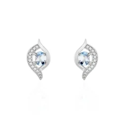 Histoire d'Or Boucles D'oreilles Lydia Or Blanc Topaze Oxyde or blanc topaze bleue