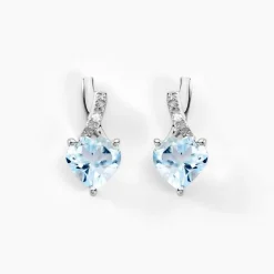 Best Histoire d'Or Boucles D'oreilles Or Blanc Clothilde Topazes Oxydes or blanc topaze bleue