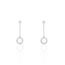 Histoire d'Or Boucles D'oreilles Pendantes Lim Or Blanc Oxyde De Zirconium