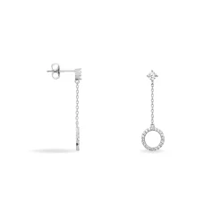 Histoire d'Or Boucles D'oreilles Pendantes Lim Or Blanc Oxyde De Zirconium