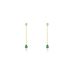 Histoire d'Or Boucles D'oreilles Pendantes Gracilia Or Jaune Emeraude Diamant* Boucles D'Oreilles|Boucles D'Oreilles Pendantes