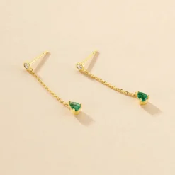 Histoire d'Or Boucles D'oreilles Pendantes Gracilia Or Jaune Emeraude Diamant* Boucles D'Oreilles|Boucles D'Oreilles Pendantes