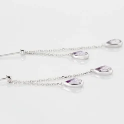 Histoire d'Or Boucles D'oreilles Pendantes Djime Or Blanc Amethyste* Boucles D'Oreilles|Boucles D'Oreilles Pendantes