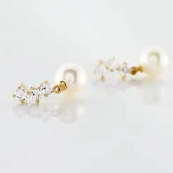 Sale Histoire d'Or Boucles D'oreilles Pendantes Taiss Or Jaune Perle De Culture