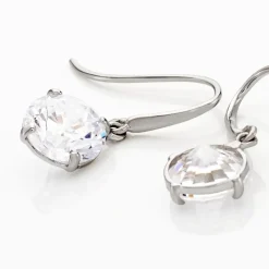 New Histoire d'Or Boucles D'oreilles Pendantes Or Blanc Aedhan Oxydes