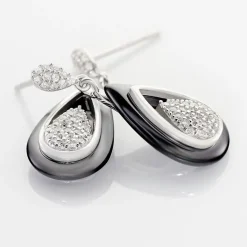 Histoire d'Or Boucles D'oreilles Pendantes Marina Cera Argent  Céramique Et Oxyde* Boucles D'Oreilles|Boucles D'Oreilles Pendantes