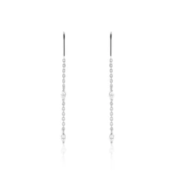 Best Histoire d'Or Boucles D'oreilles Pendantes Garsha Argent Blanc Oxyde De Zirconium
