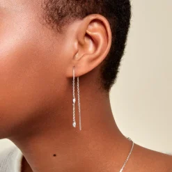 Best Histoire d'Or Boucles D'oreilles Pendantes Garsha Argent Blanc Oxyde De Zirconium