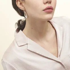 Clearance Histoire d'Or Boucles D'oreilles Pendantes Andrienne Argent Blanc