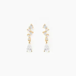 Online Histoire d'Or Boucles D'oreilles Pendantes Cegolene Or Jaune Oxyde De Zirconium