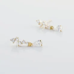 Online Histoire d'Or Boucles D'oreilles Pendantes Cegolene Or Jaune Oxyde De Zirconium