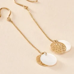 Histoire d'Or Boucles D'oreilles Pendantes Naïade Or Jaune Nacre* Boucles D'Oreilles|Boucles D'Oreilles Pendantes