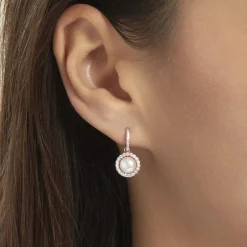 Hot Histoire d'Or Boucles D'oreilles Pendantes Olivia Argent Rose Perle Culture Oxyde