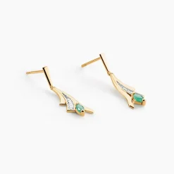 Outlet Histoire d'Or Boucles D'Oreilles Pendantes Usha Or Jaune Emeraude